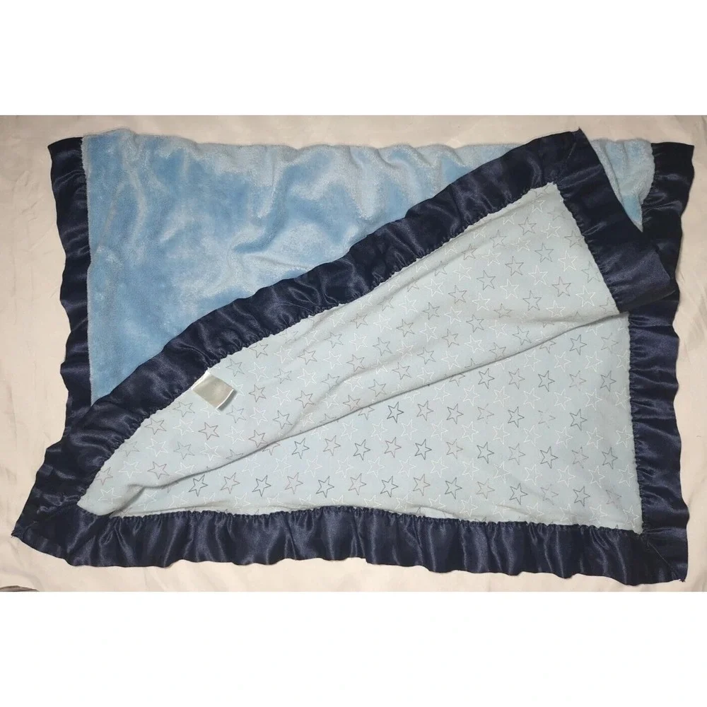 US Polo Assn Blue Baby Blanket Satin Trim Stars Red White‎ Lovey Boy